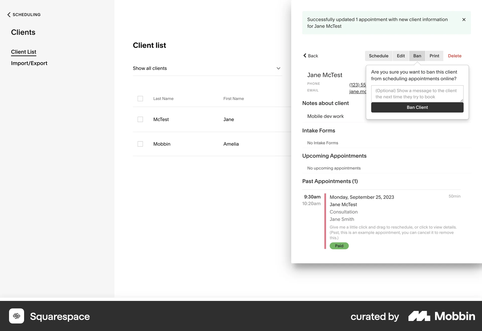 Squarespace Web Ban & Block screen