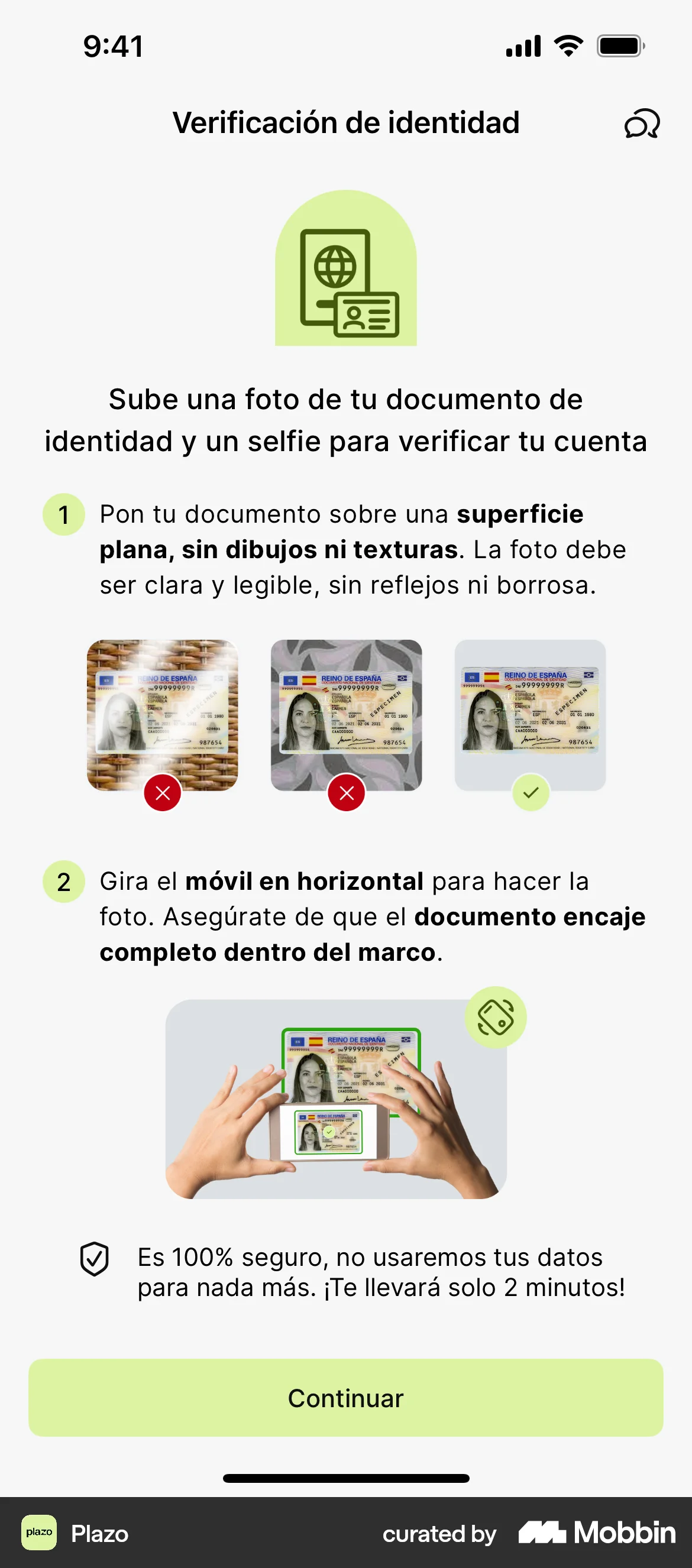 Plazo Onboarding screen