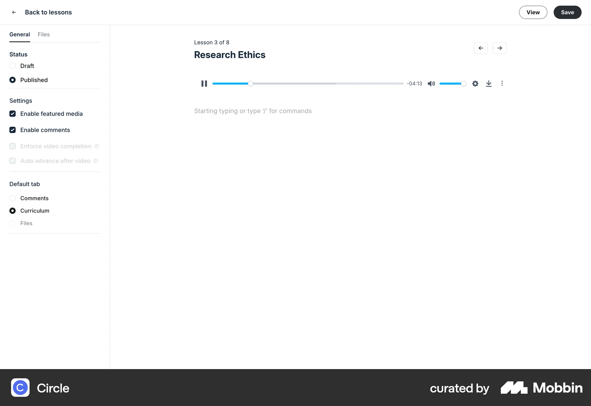 Circle Web Audio Player screen