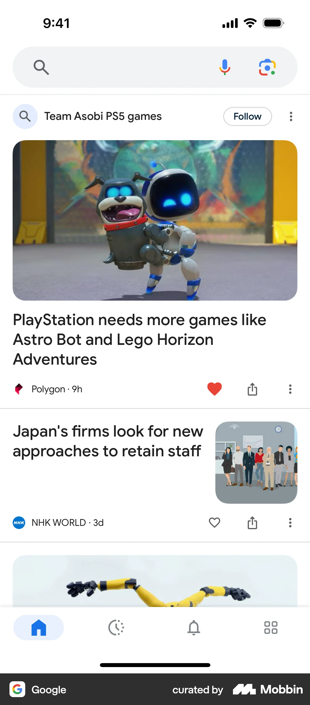 Google iOS Like & Upvote screen