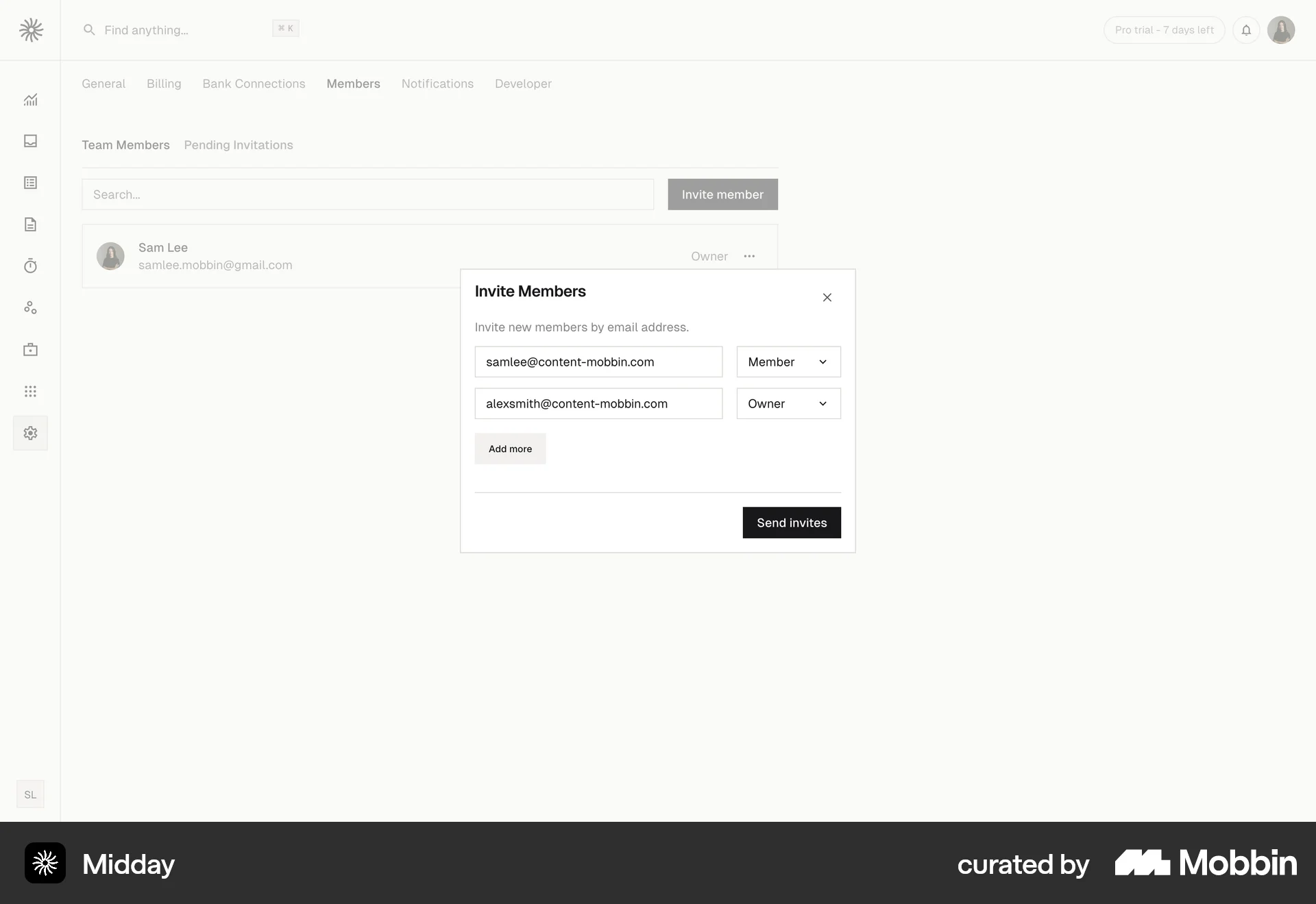 Midday Web Invite Teammates screen