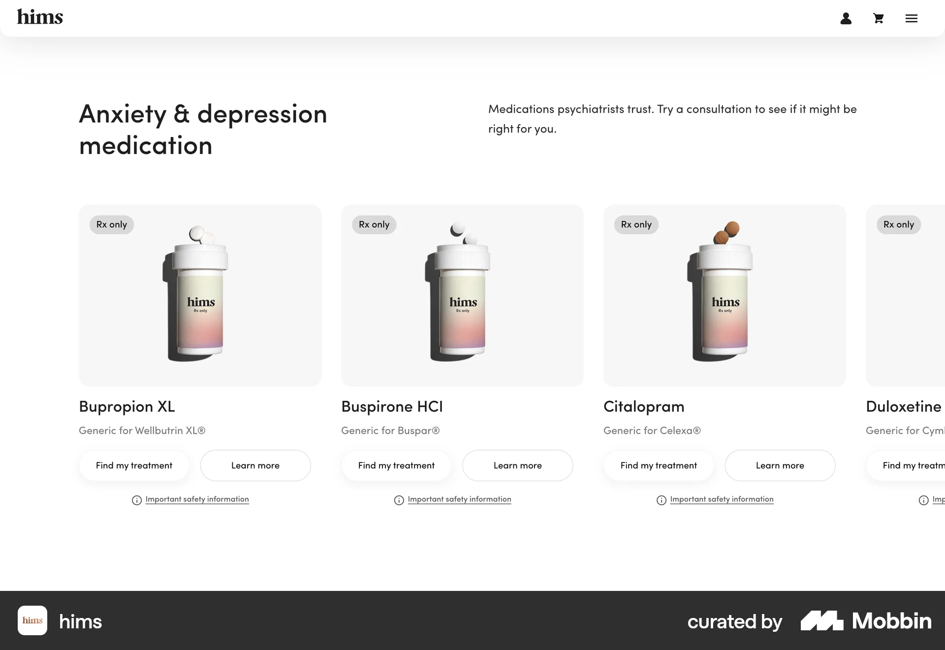 Hims Web Shop & Storefront screen