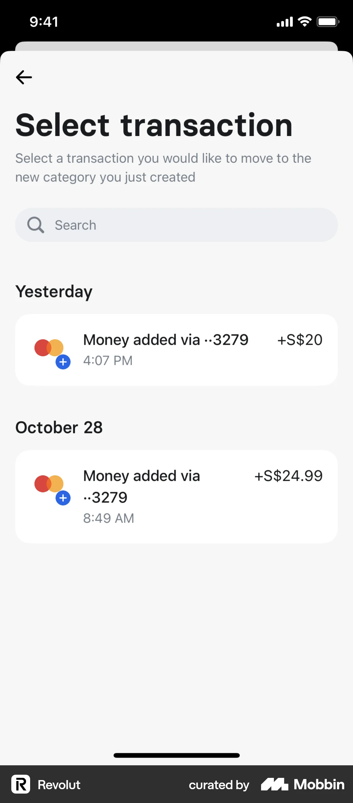 Revolut iOS Move screen