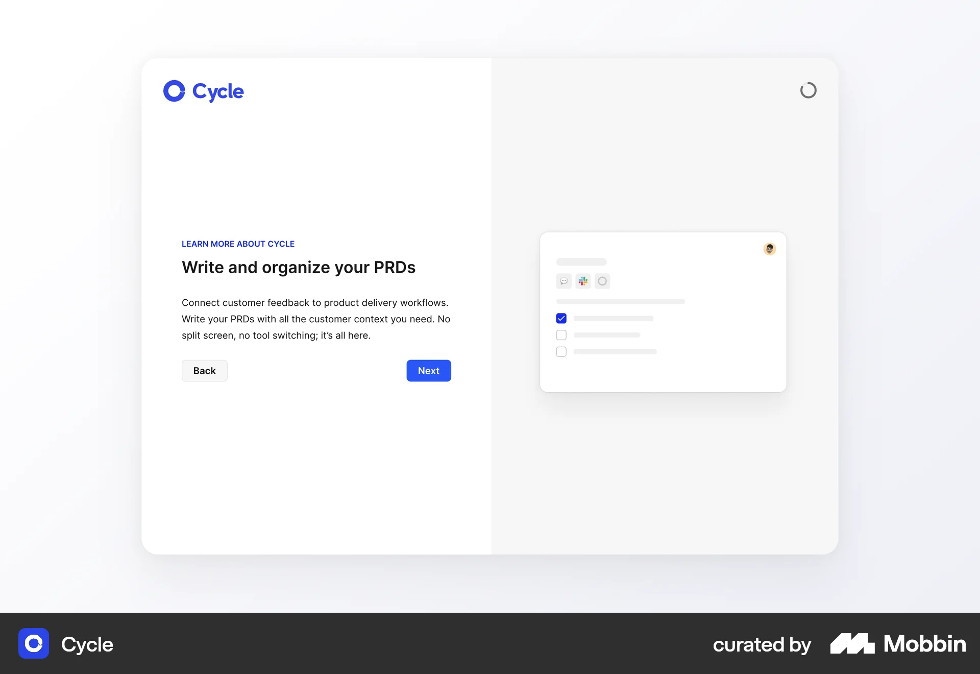 Cycle Web Feature Info screen