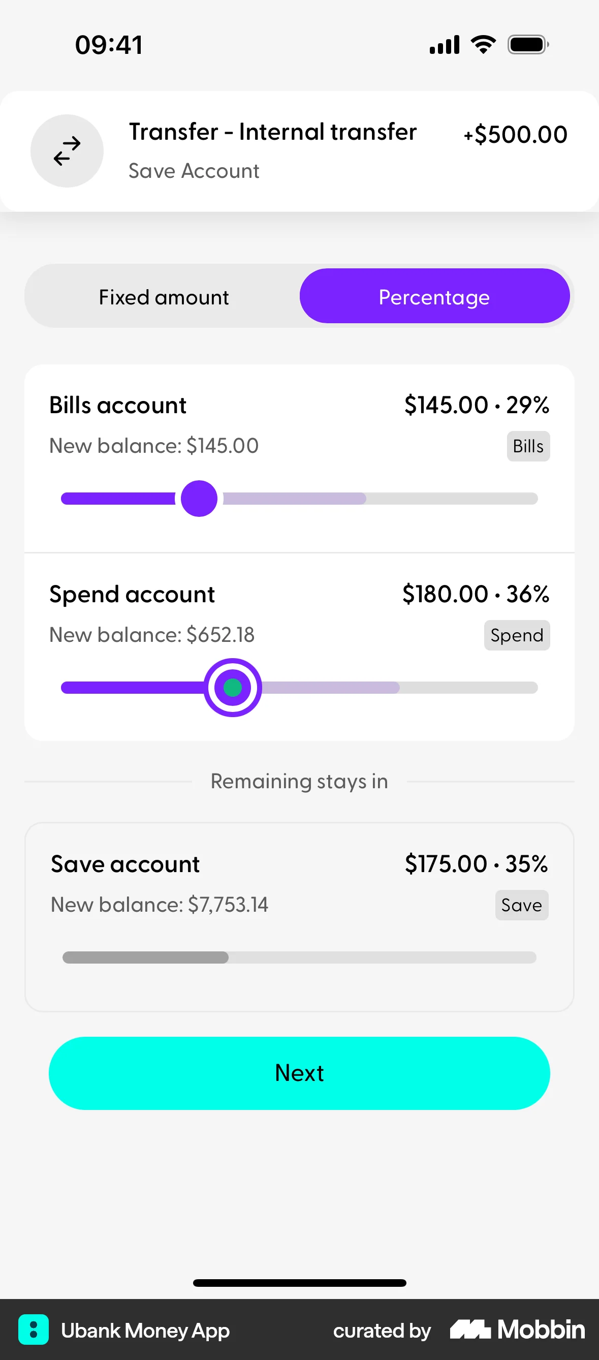 Ubank Money App iOS screen containing Badge UI element