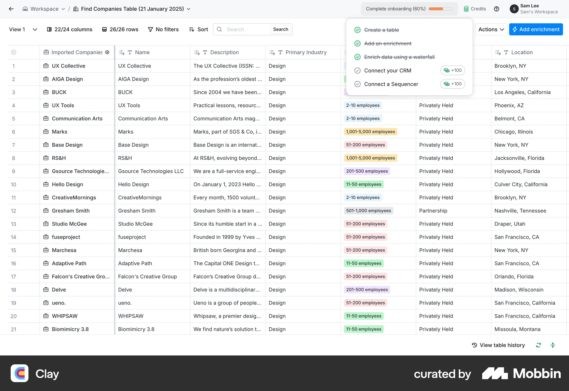 Clay Web Progress screen