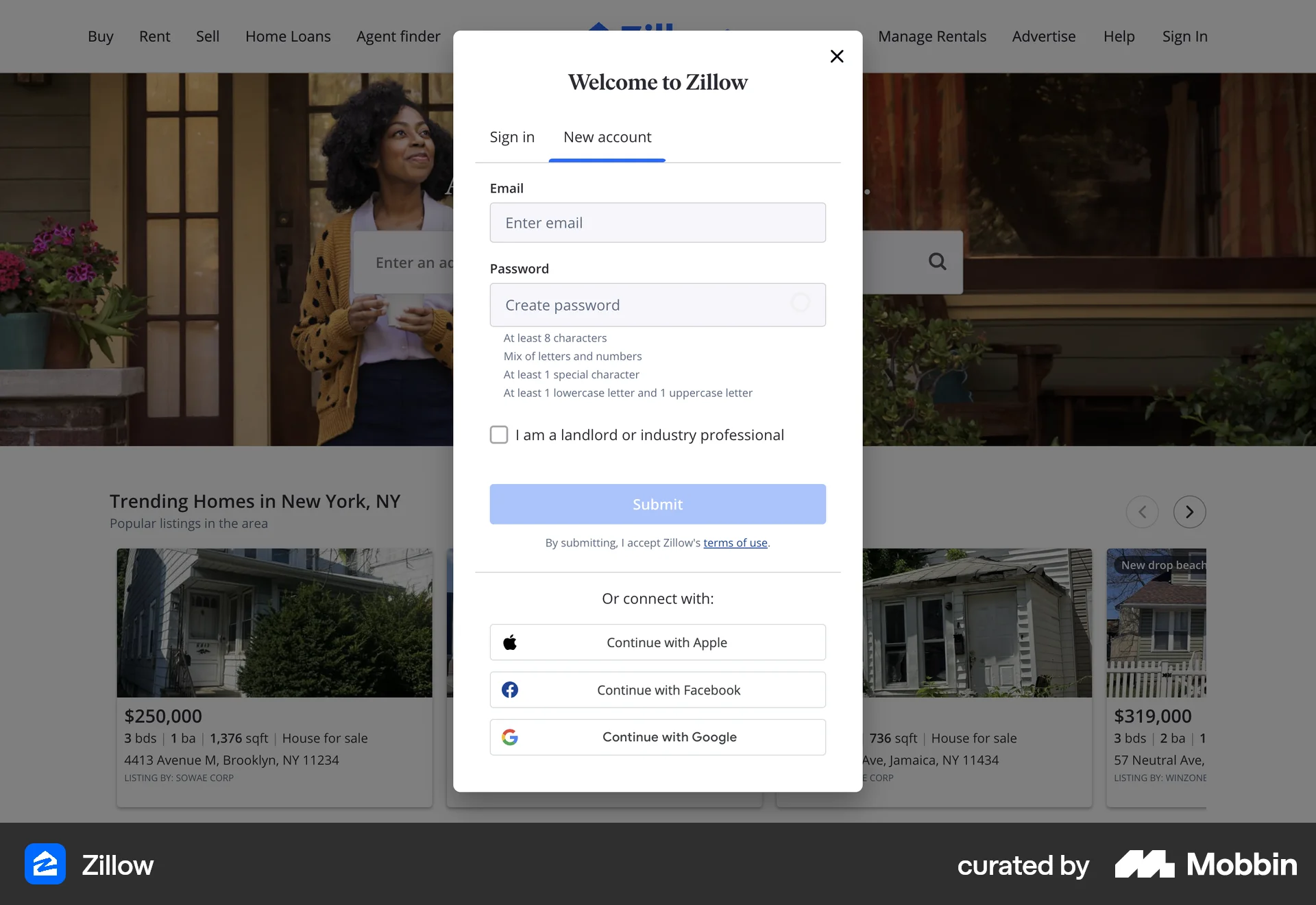 Zillow Web Real Estate App screen