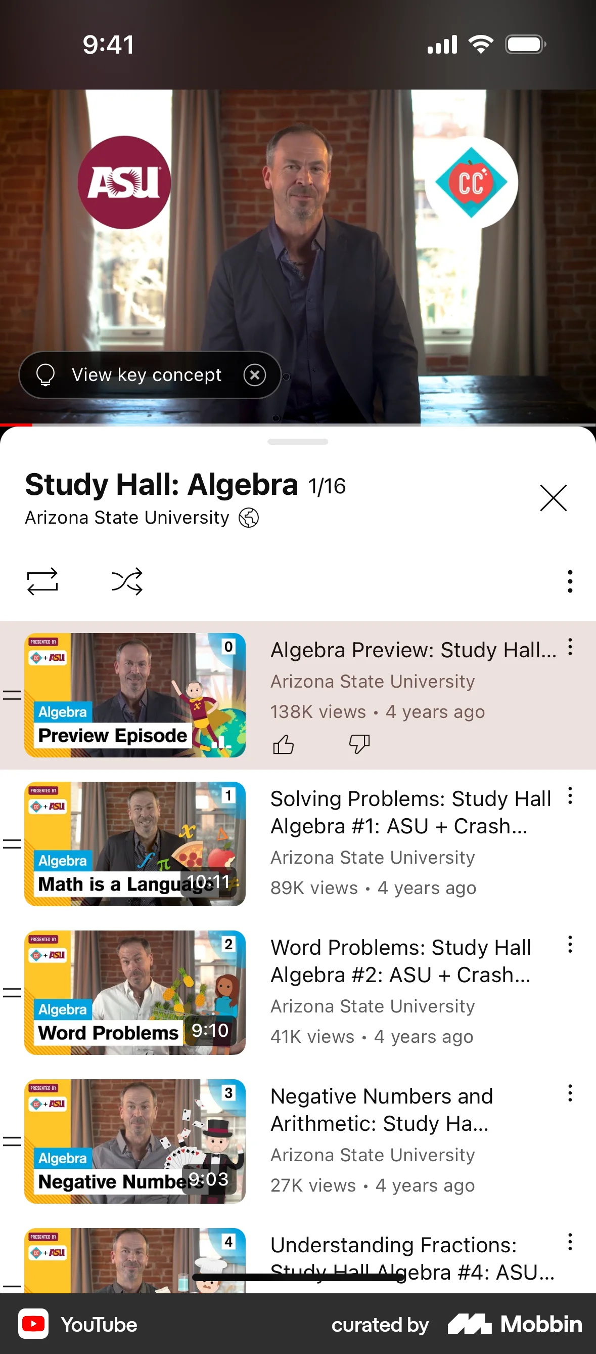 YouTube iOS Class & Lesson Detail screen