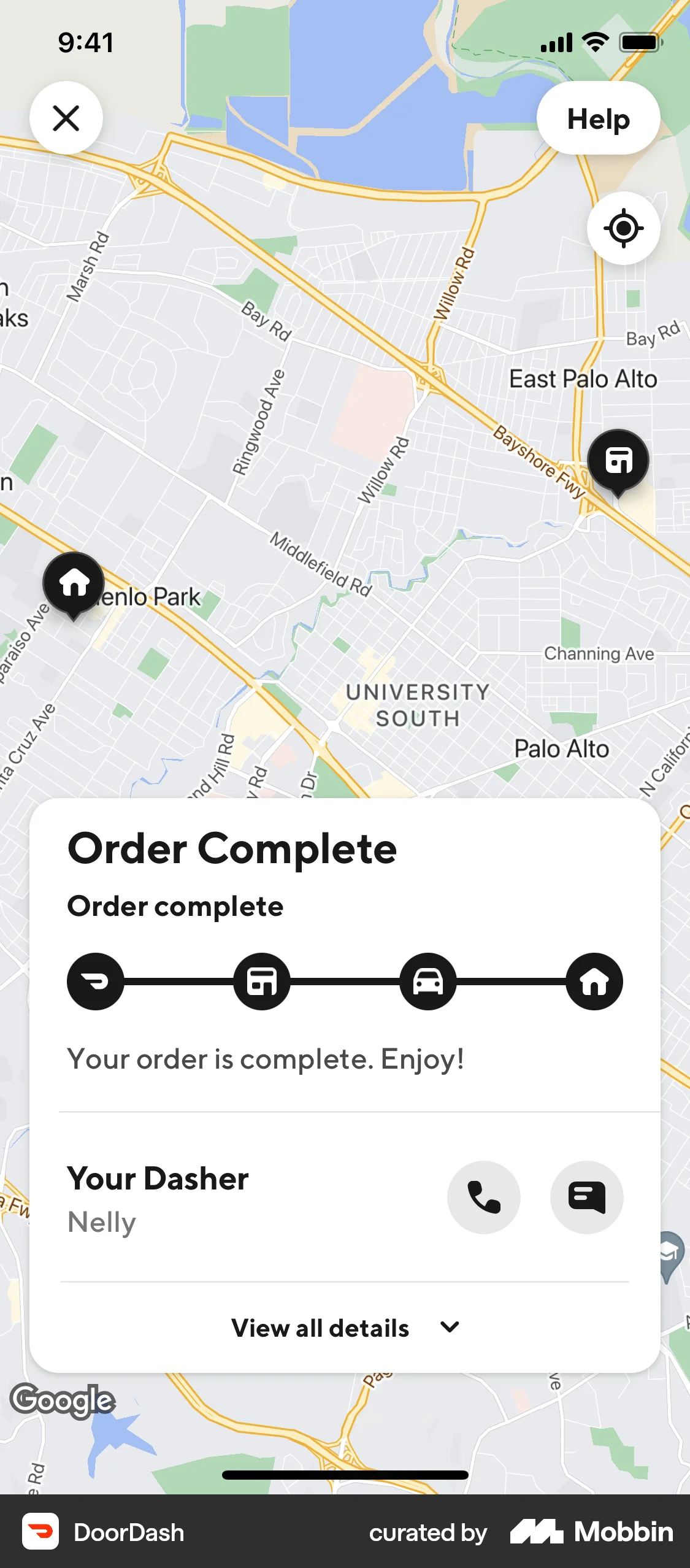 DoorDash iOS screen containing Map Pin UI element