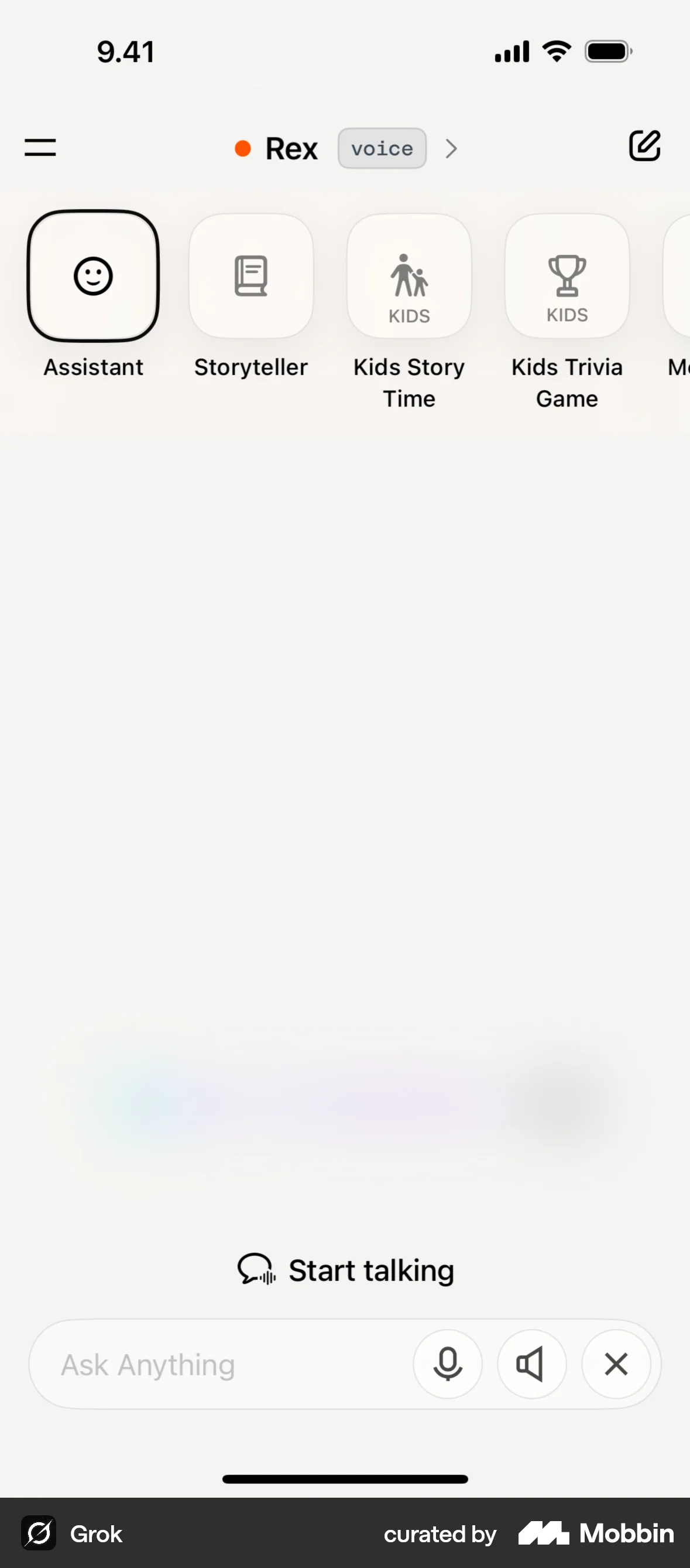 Grok iOS Voice UI screen