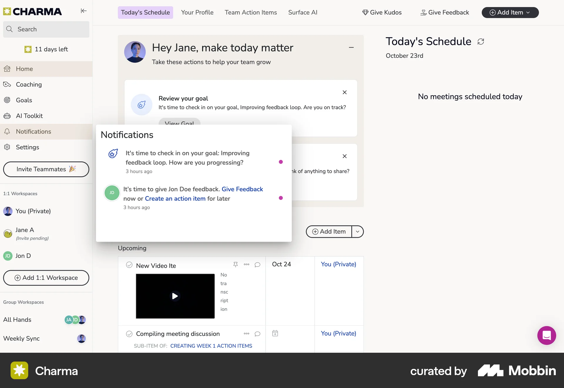 Charma Web screen containing Dropdown Menu UI element