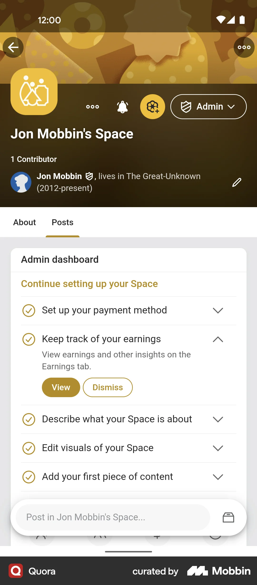 Quora Android Groups & Community screen