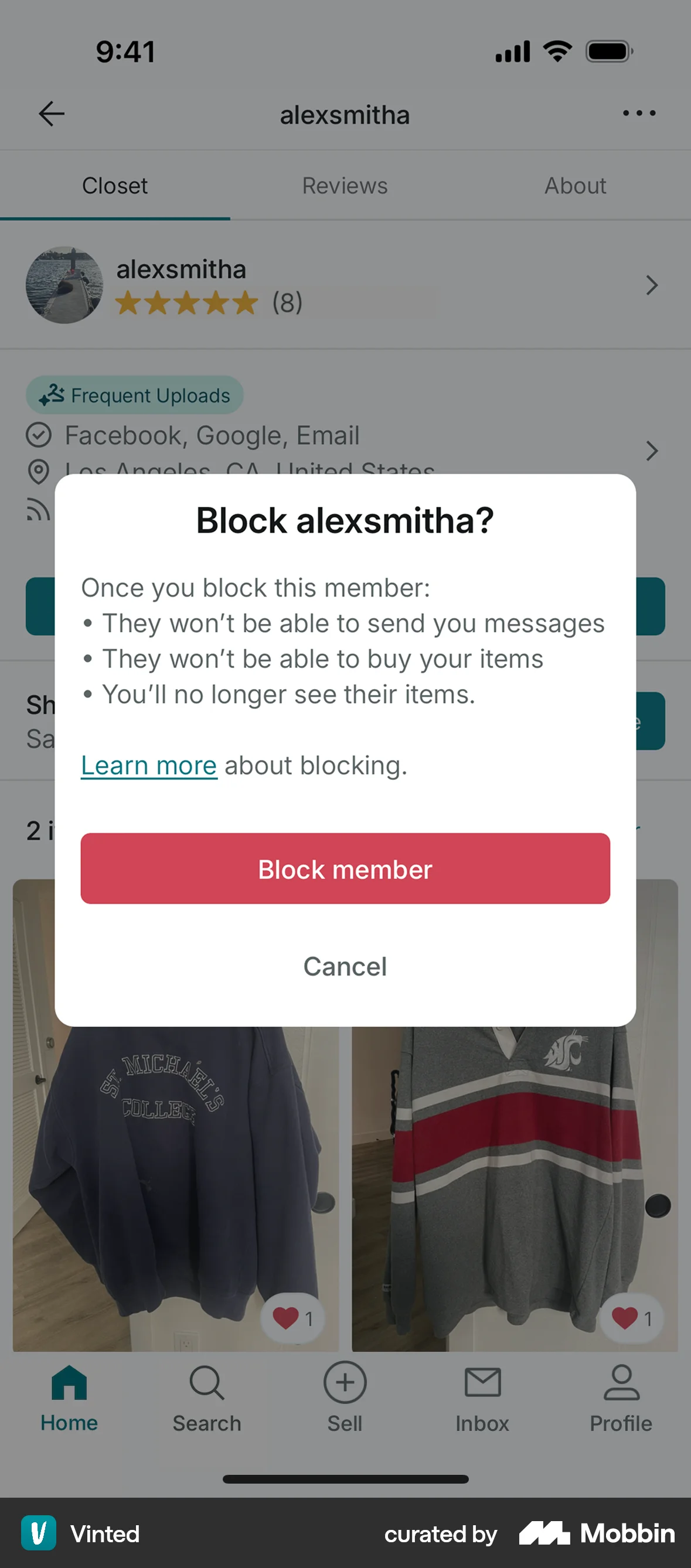 Vinted iOS Ban & Block screen