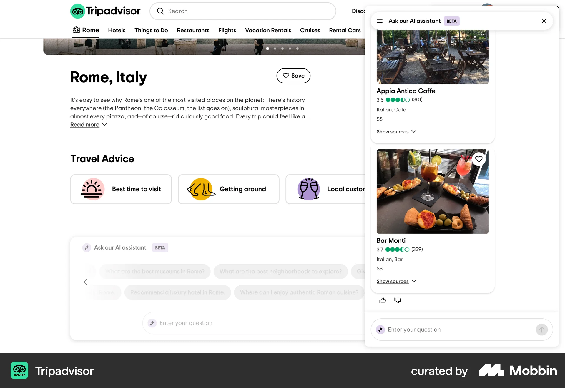 Tripadvisor Web screen containing Rating Control UI element