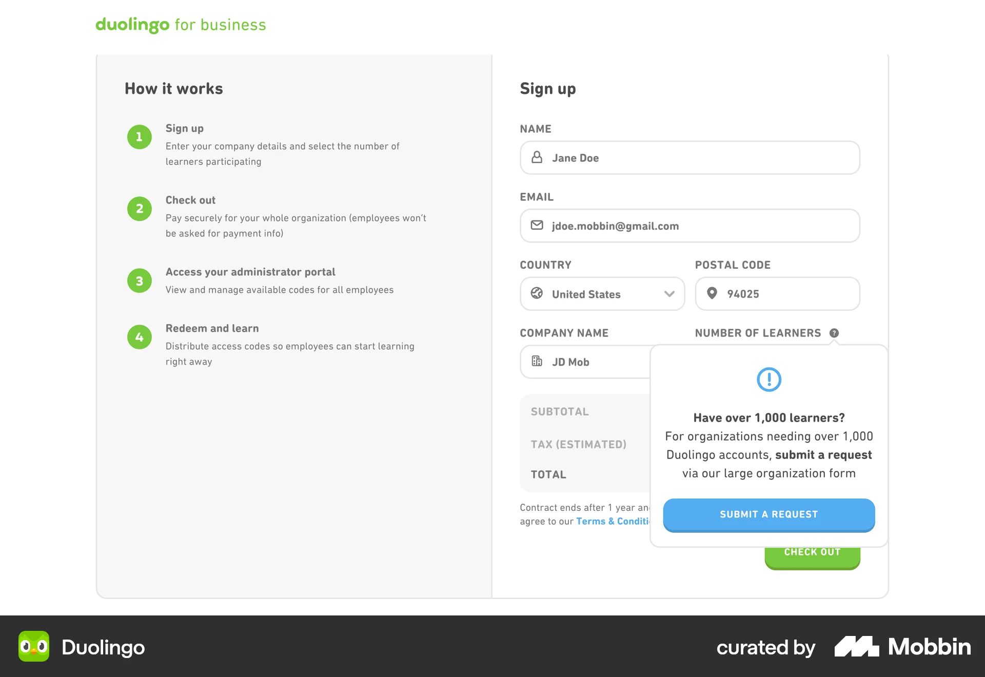 Duolingo Web screen containing Tooltip UI element