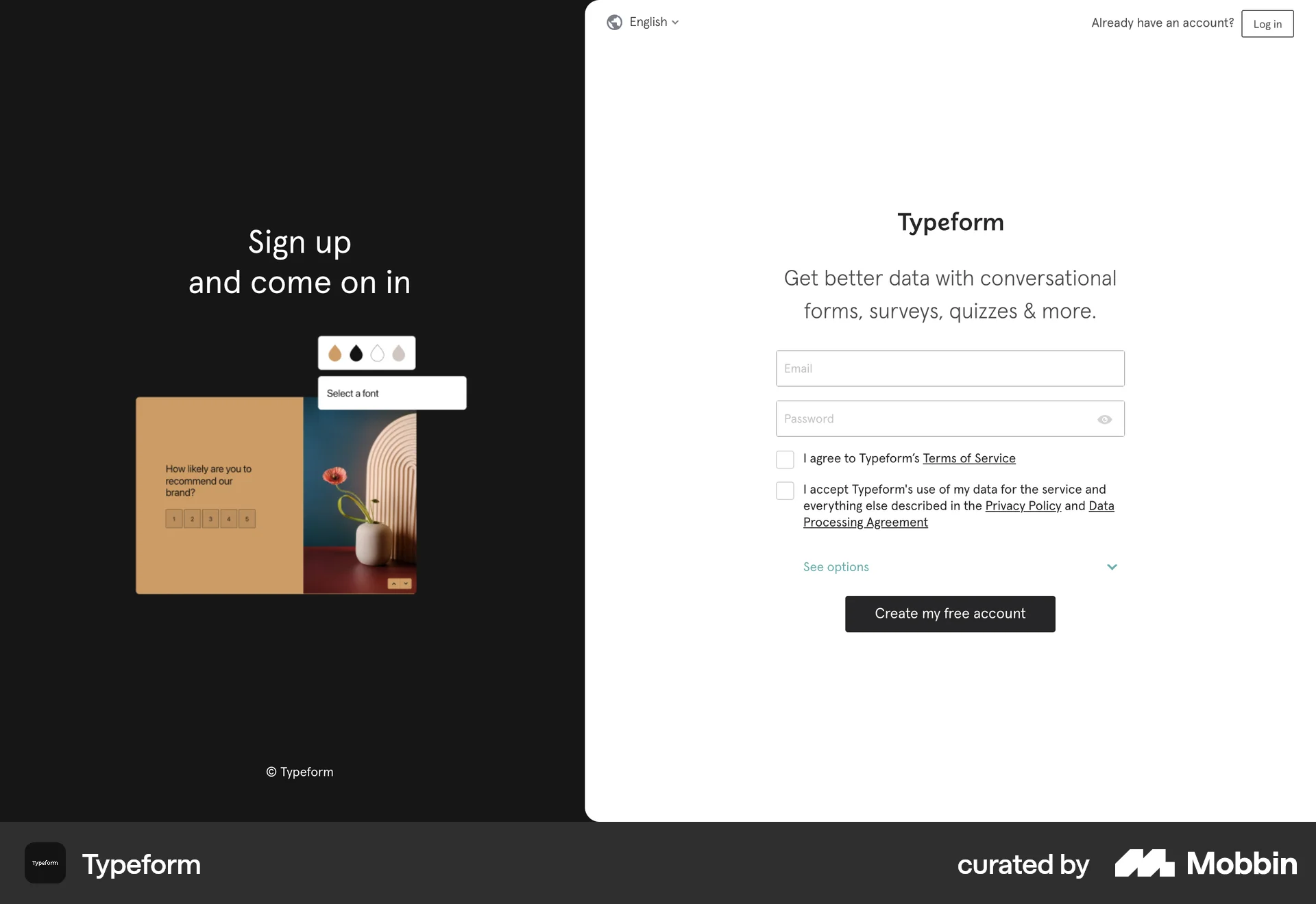 Typeform Web screen containing Checkbox UI element