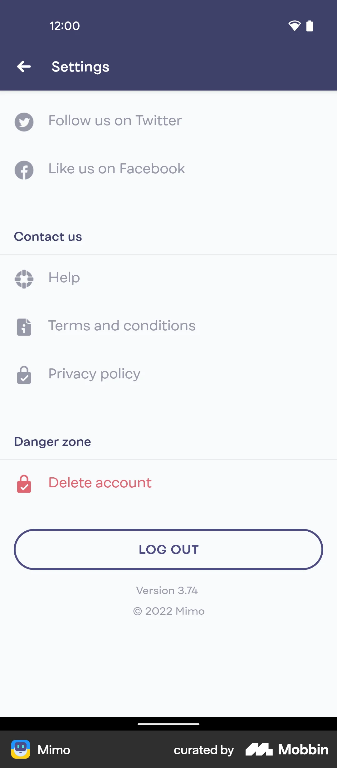 Mimo Android Logging out Flow | Mobbin