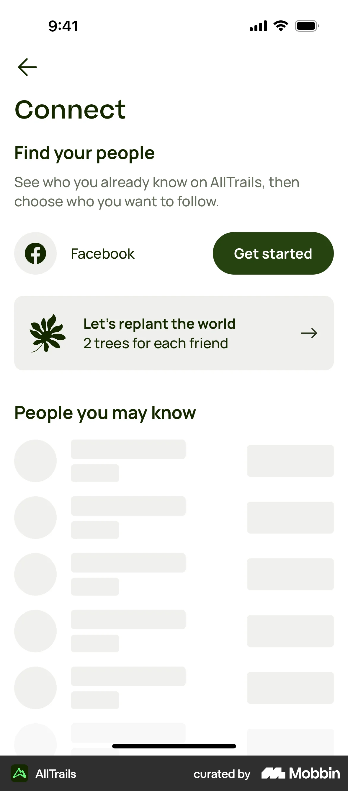 AllTrails iOS screen containing Skeleton UI element