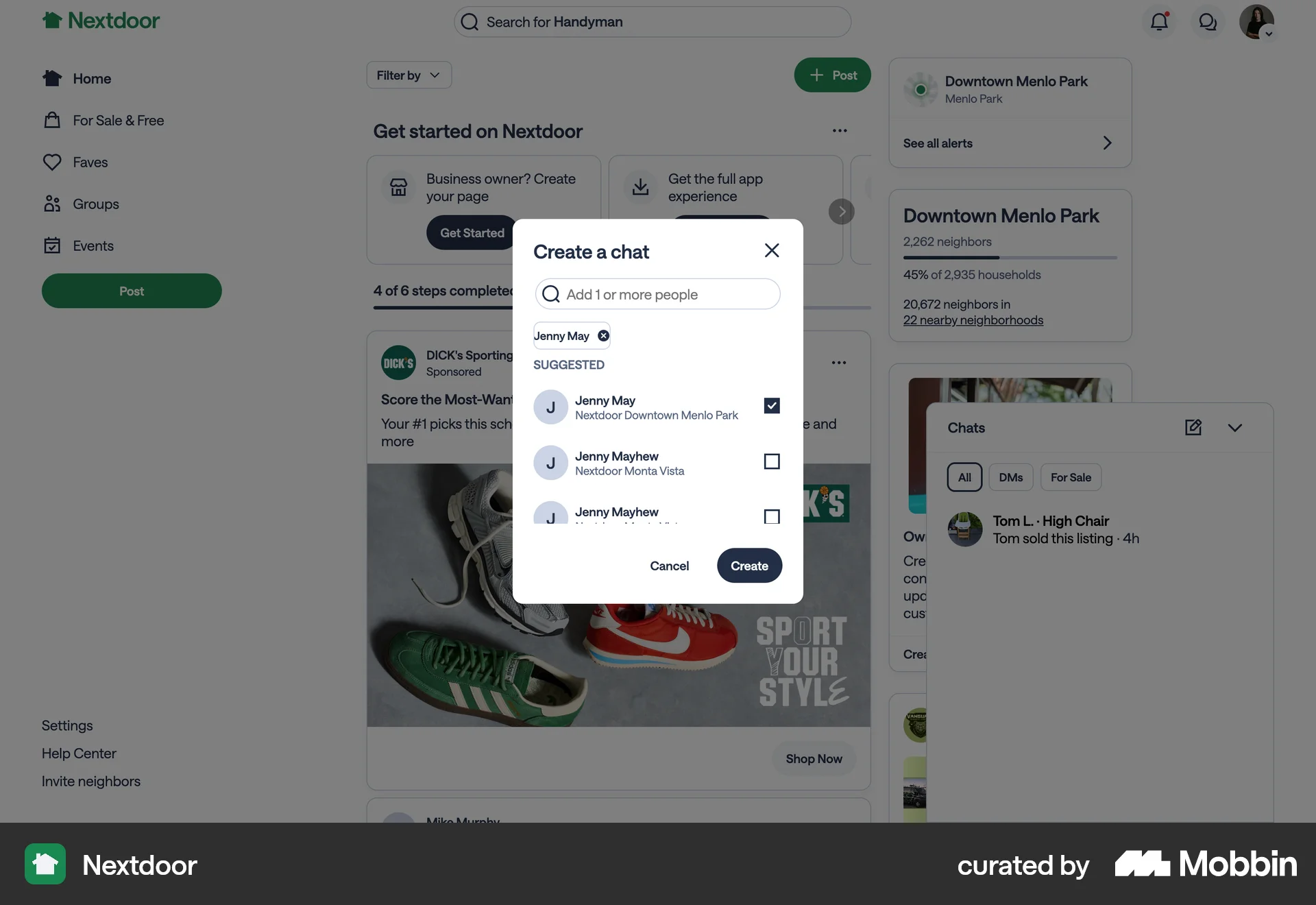 Nextdoor Web Select screen