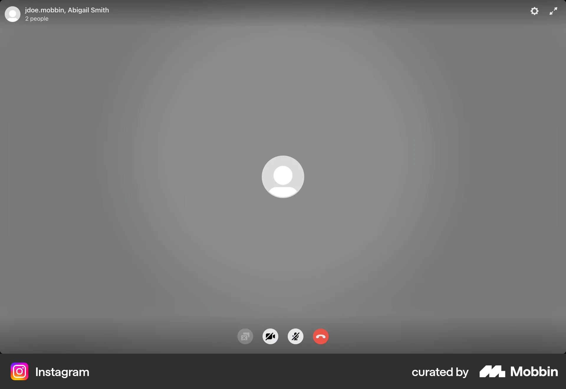 Instagram Web Call screen