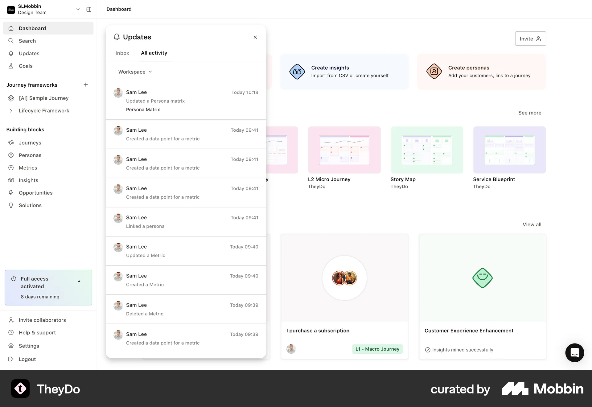 TheyDo Web Log Dashboard screen