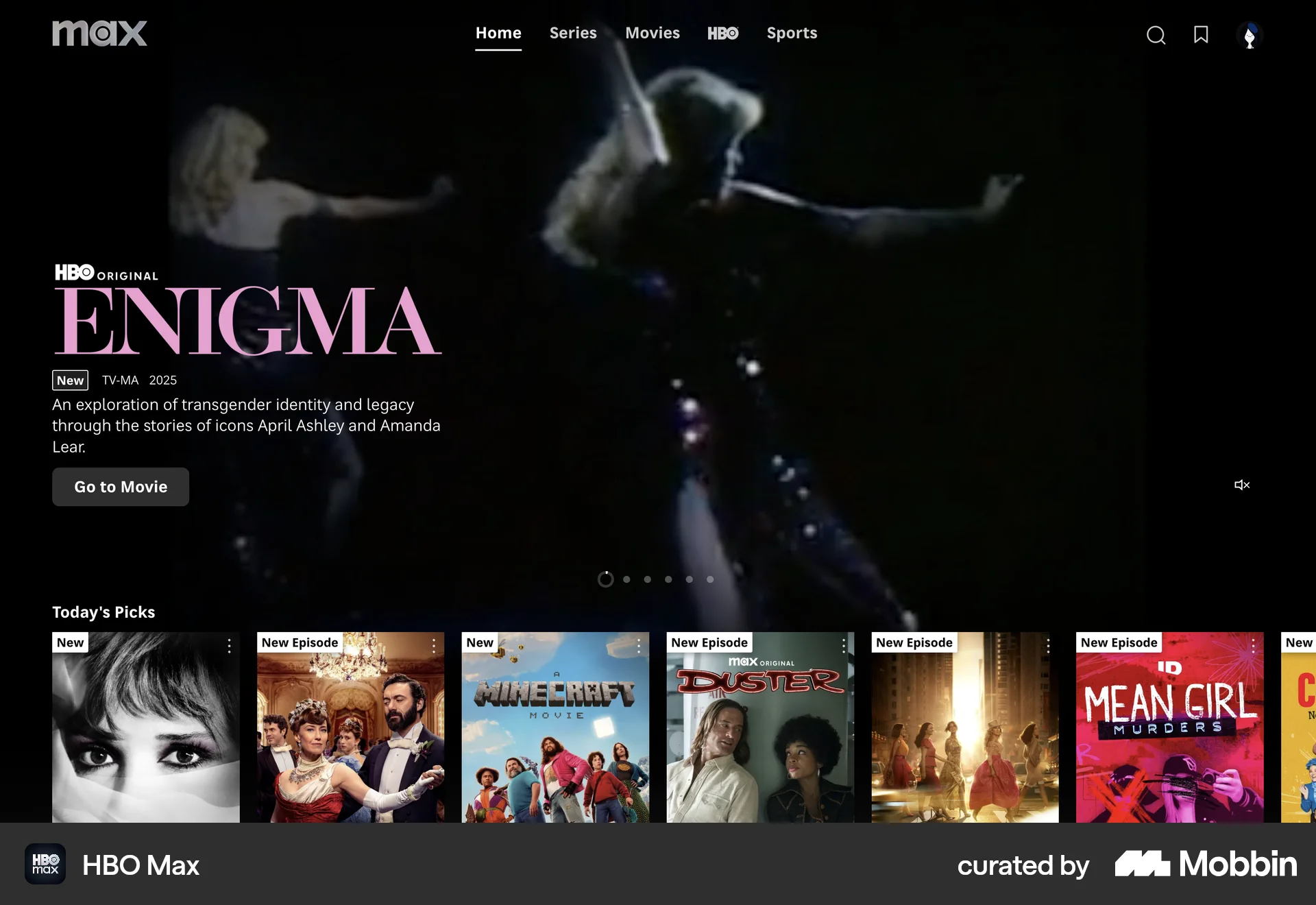 HBO Max Web Browse & Discover screen