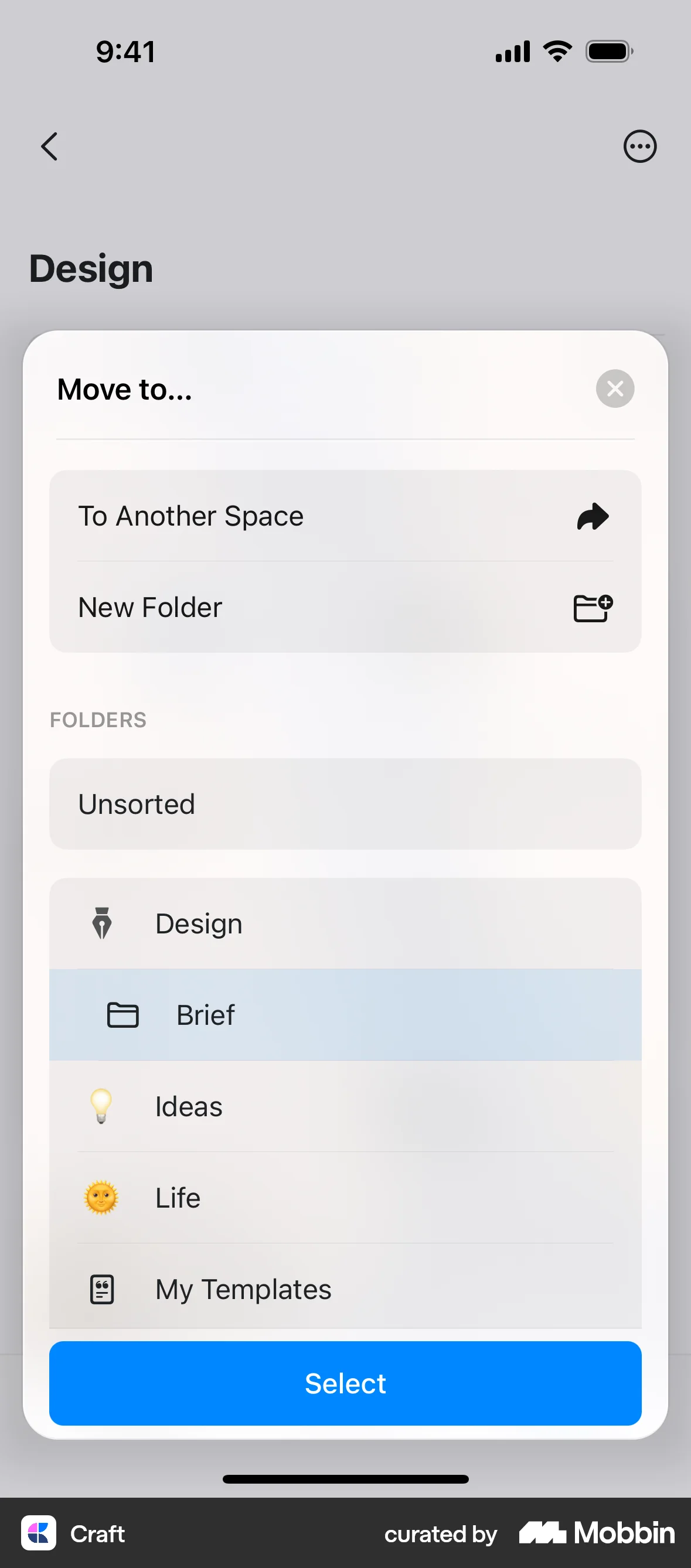 Craft iOS Move screen