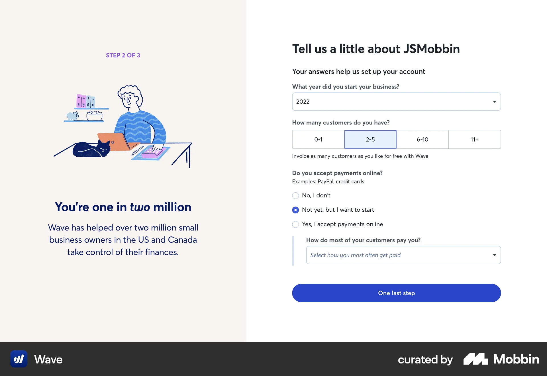 Wave Web screen containing Radio Button UI element