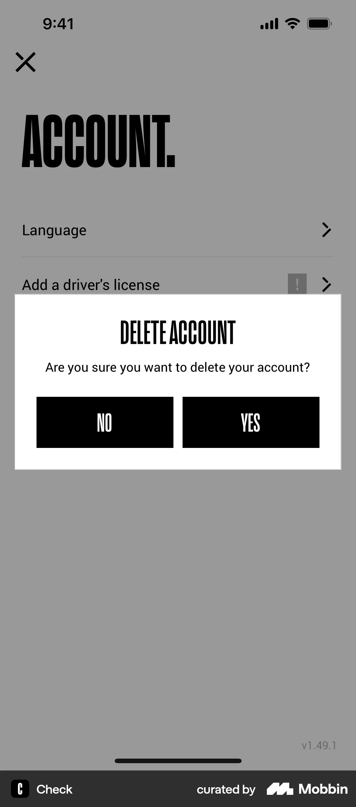 Check iOS screen containing Dialog UI element