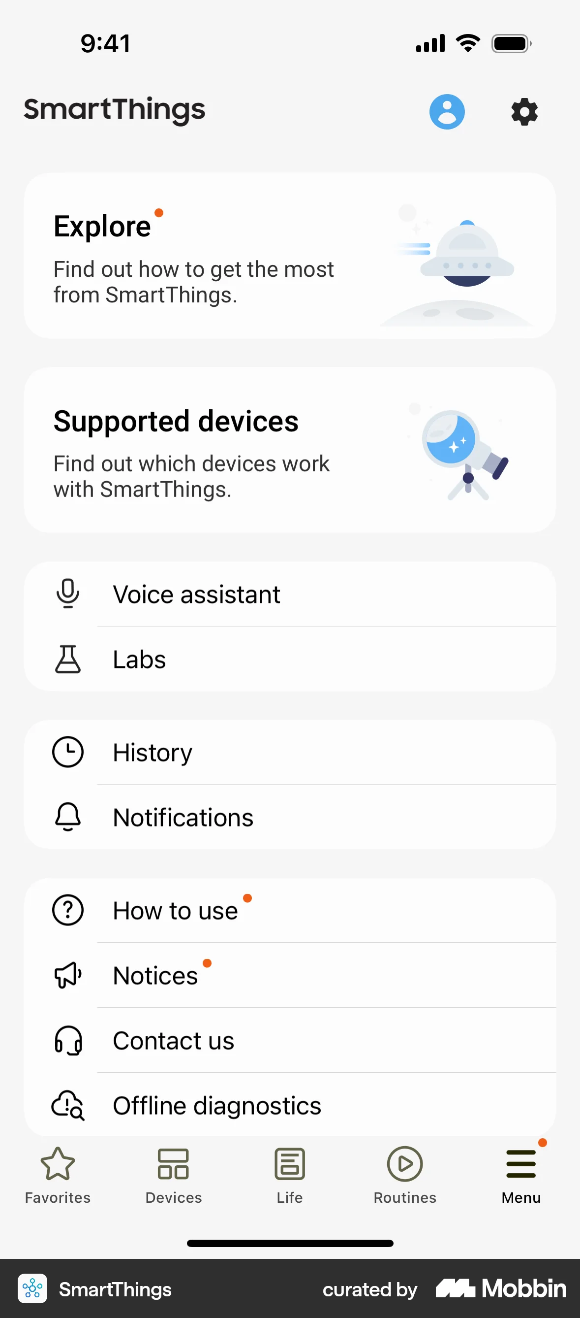 SmartThings screen