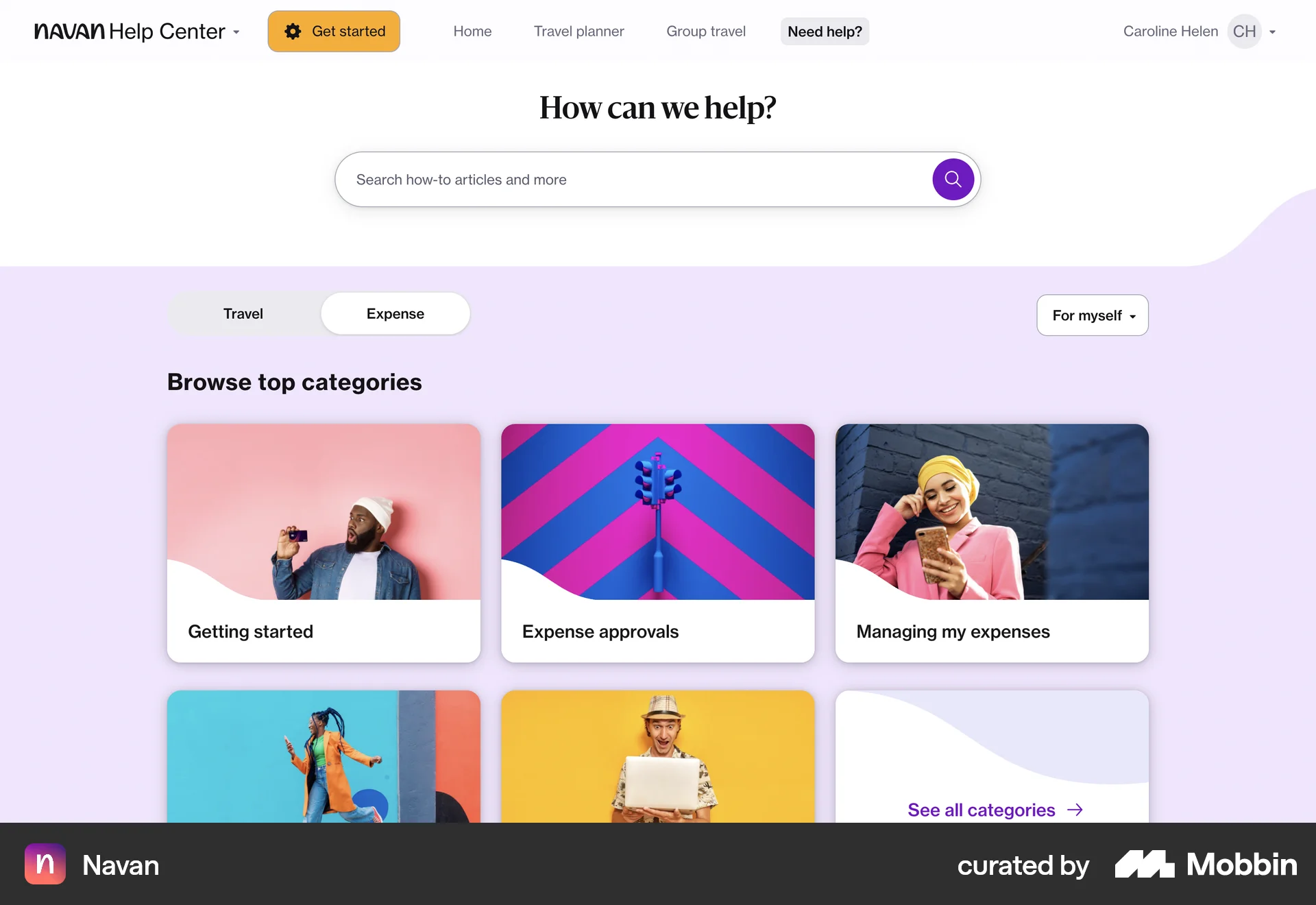 Navan Web Help & Support screen