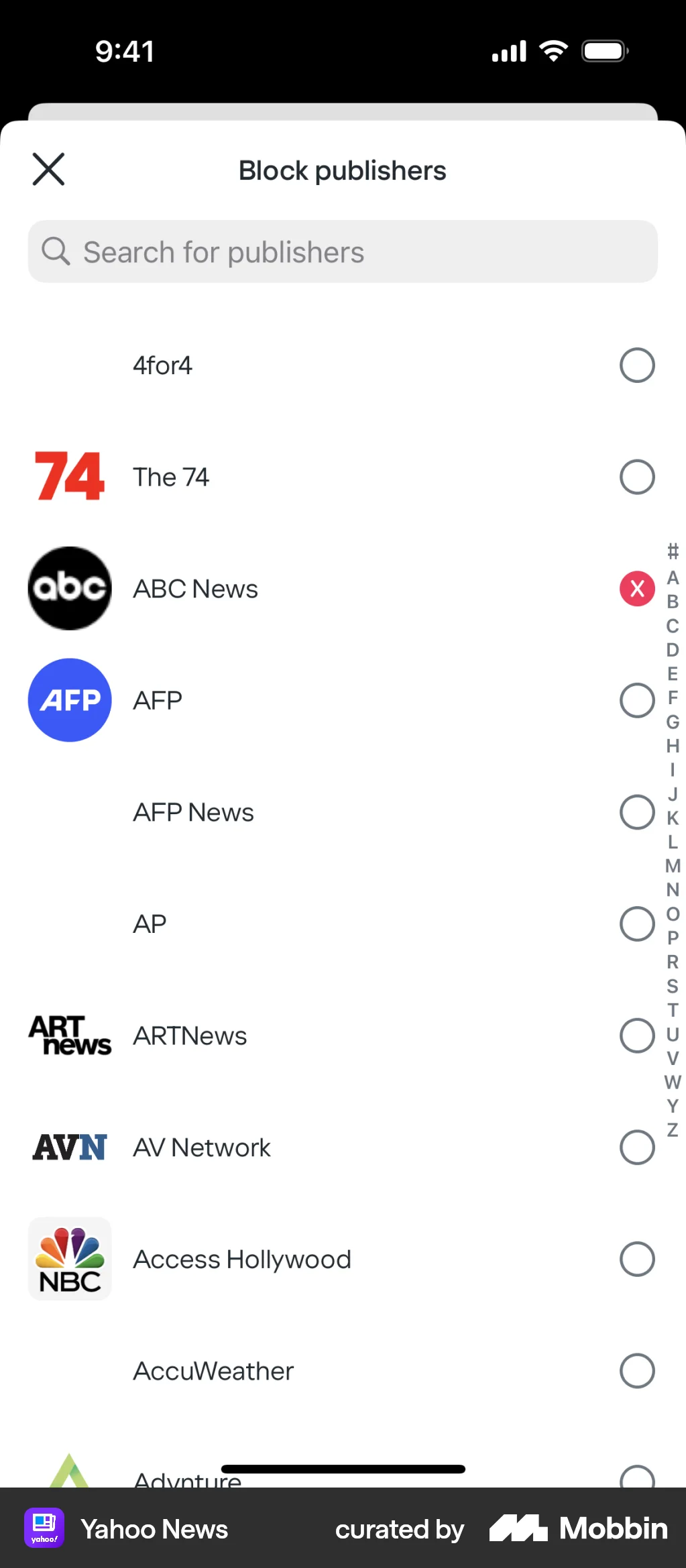 Yahoo News iOS Ban & Block screen