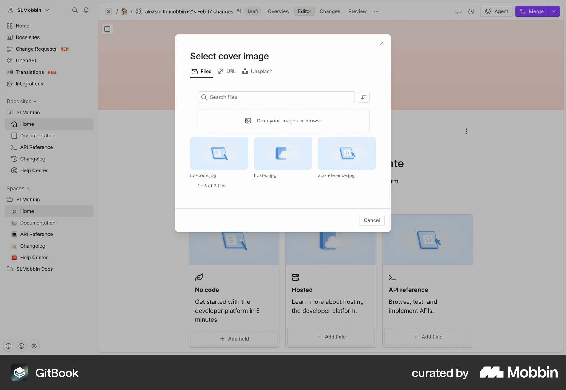 GitBook Web screen containing File Upload UI element