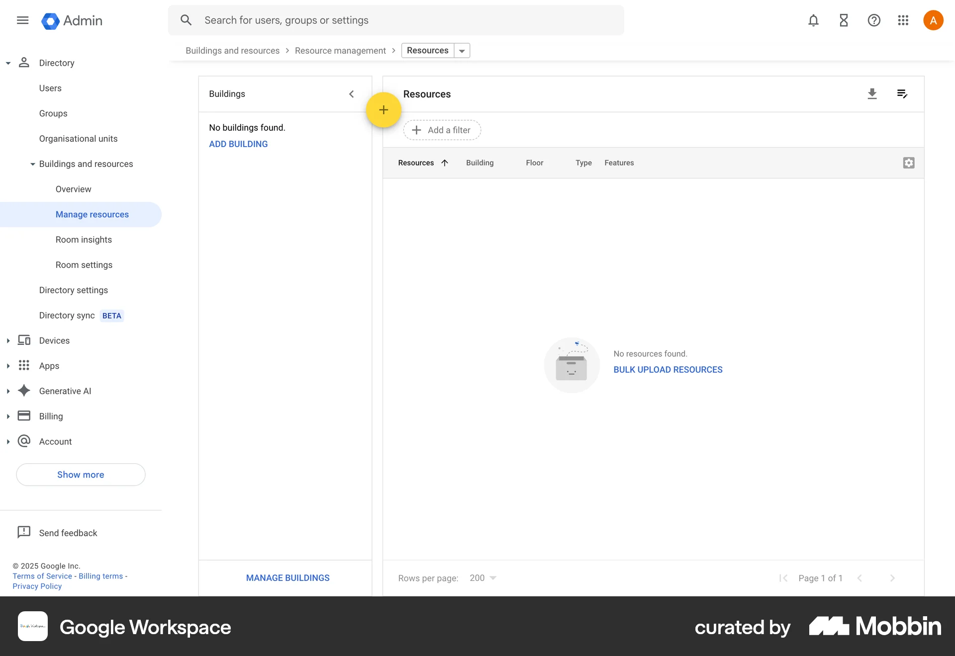 Google Workspace Web Empty State screen