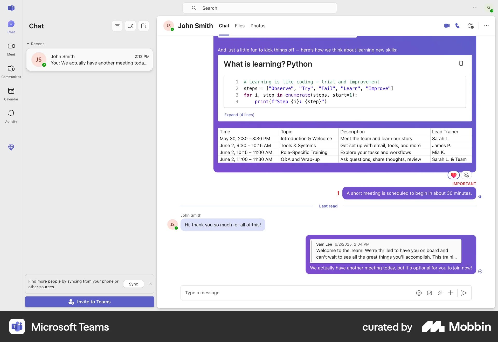 Microsoft Teams screen