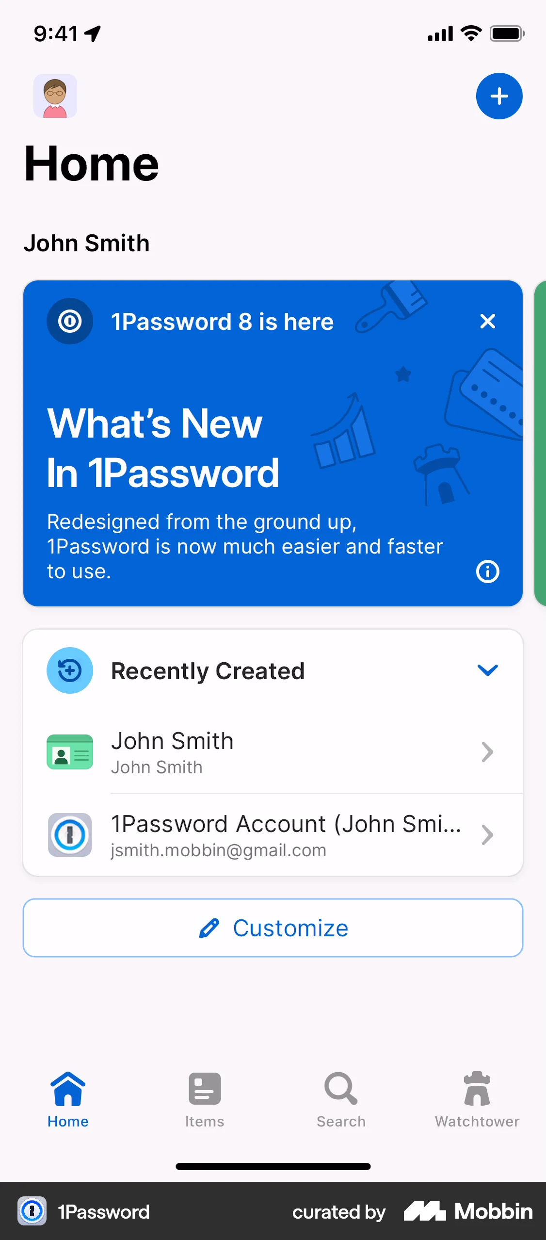 1Password iOS screen containing Accordion UI element