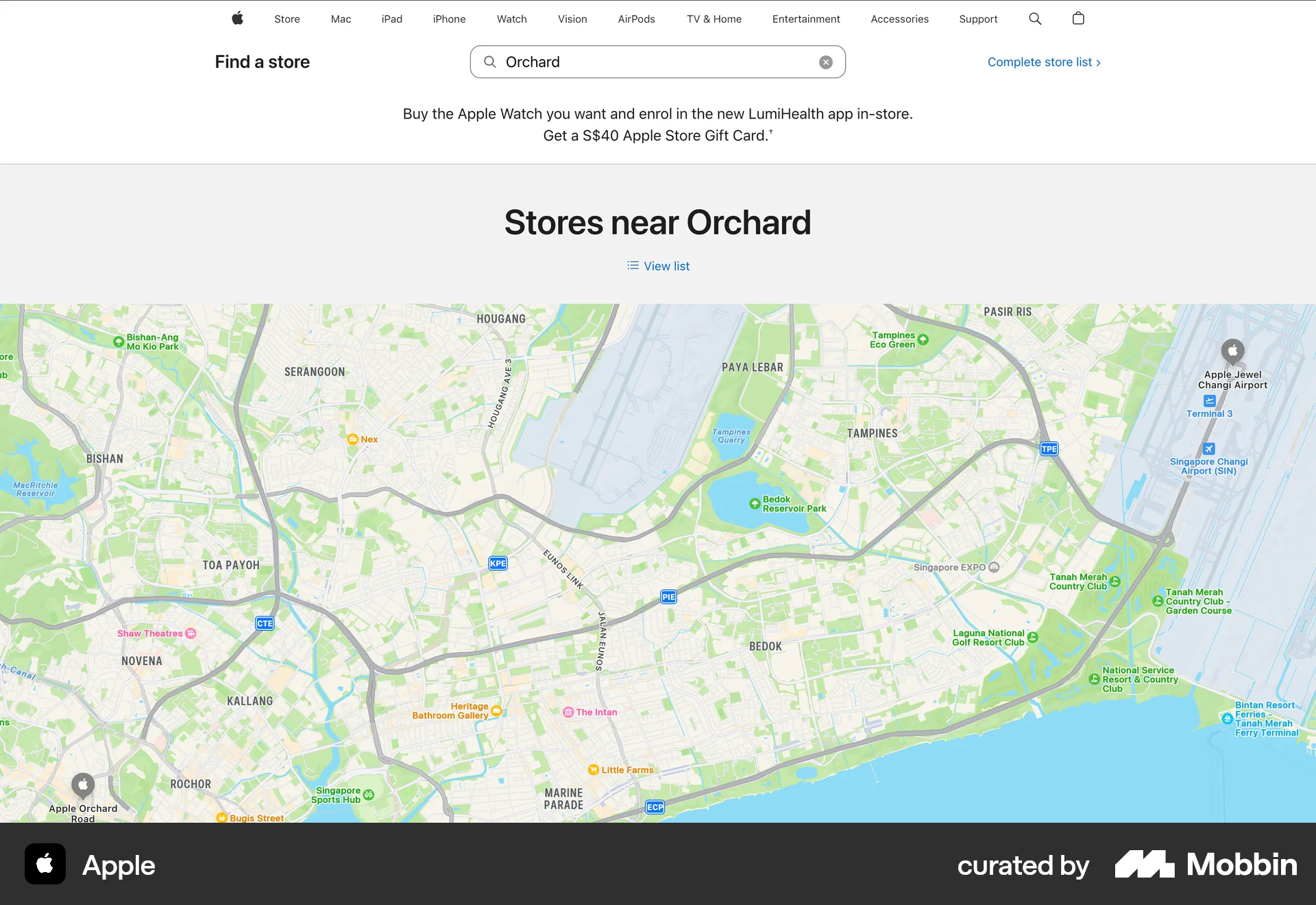 Apple Web Map screen