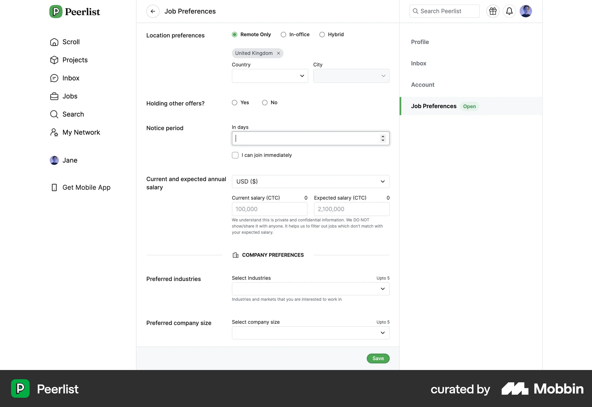 Peerlist Web screen containing Stepper UI element