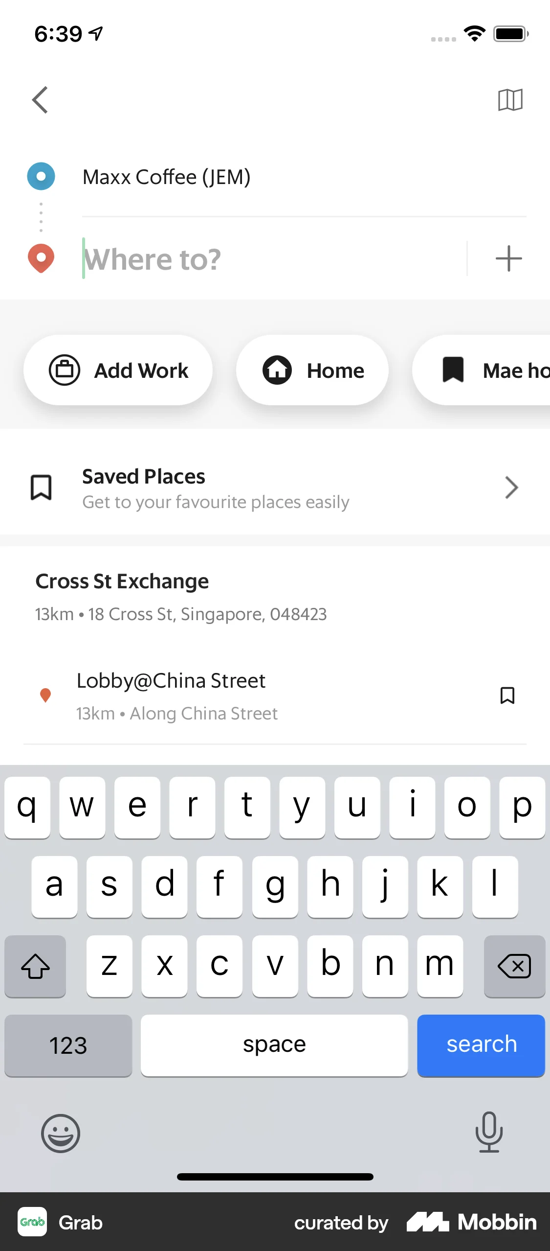 Grab iOS Location & Address screen