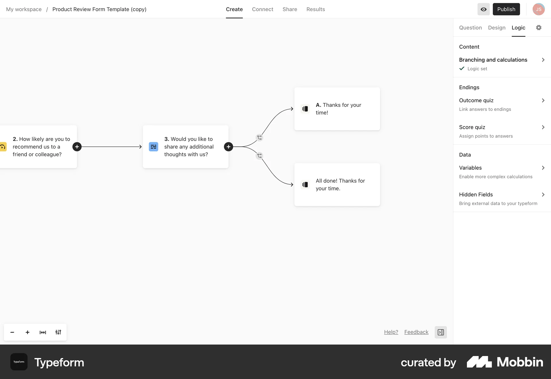 Typeform Web Canvas screen