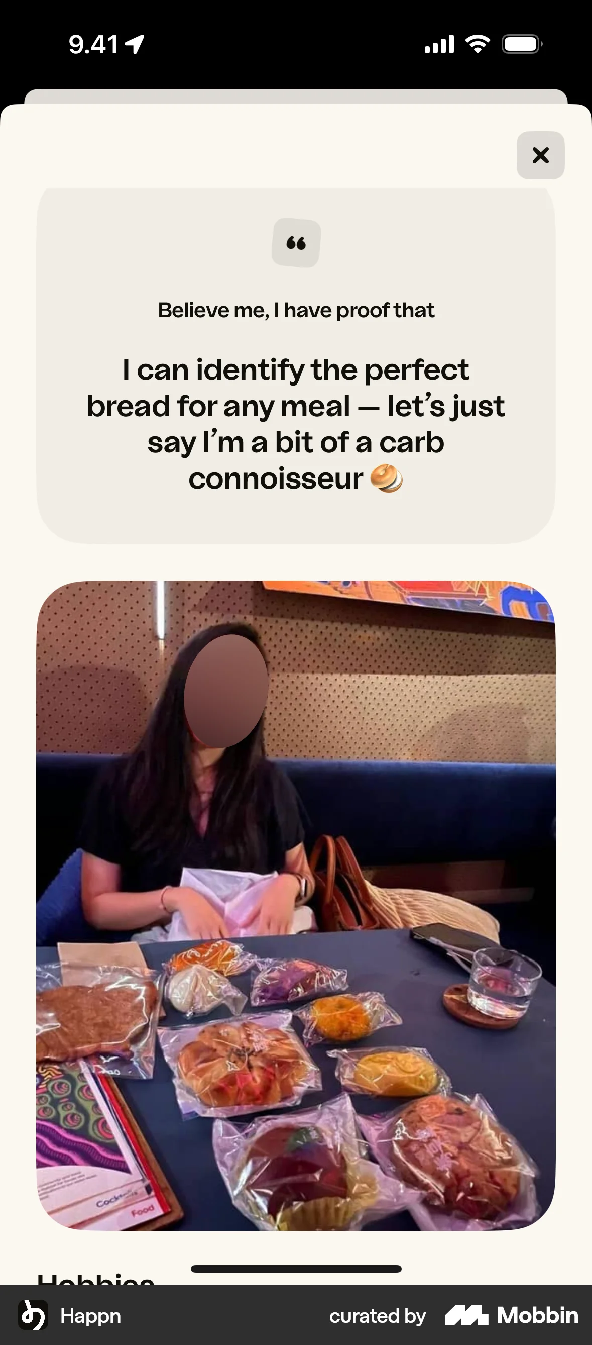 happn iOS My Account & Profile screen