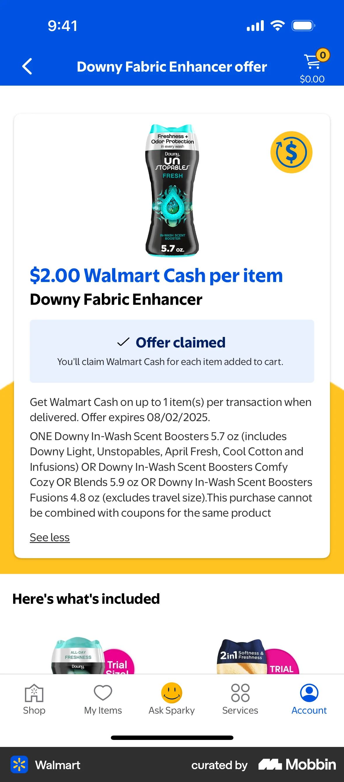 Walmart iOS Promotions & Rewards screen