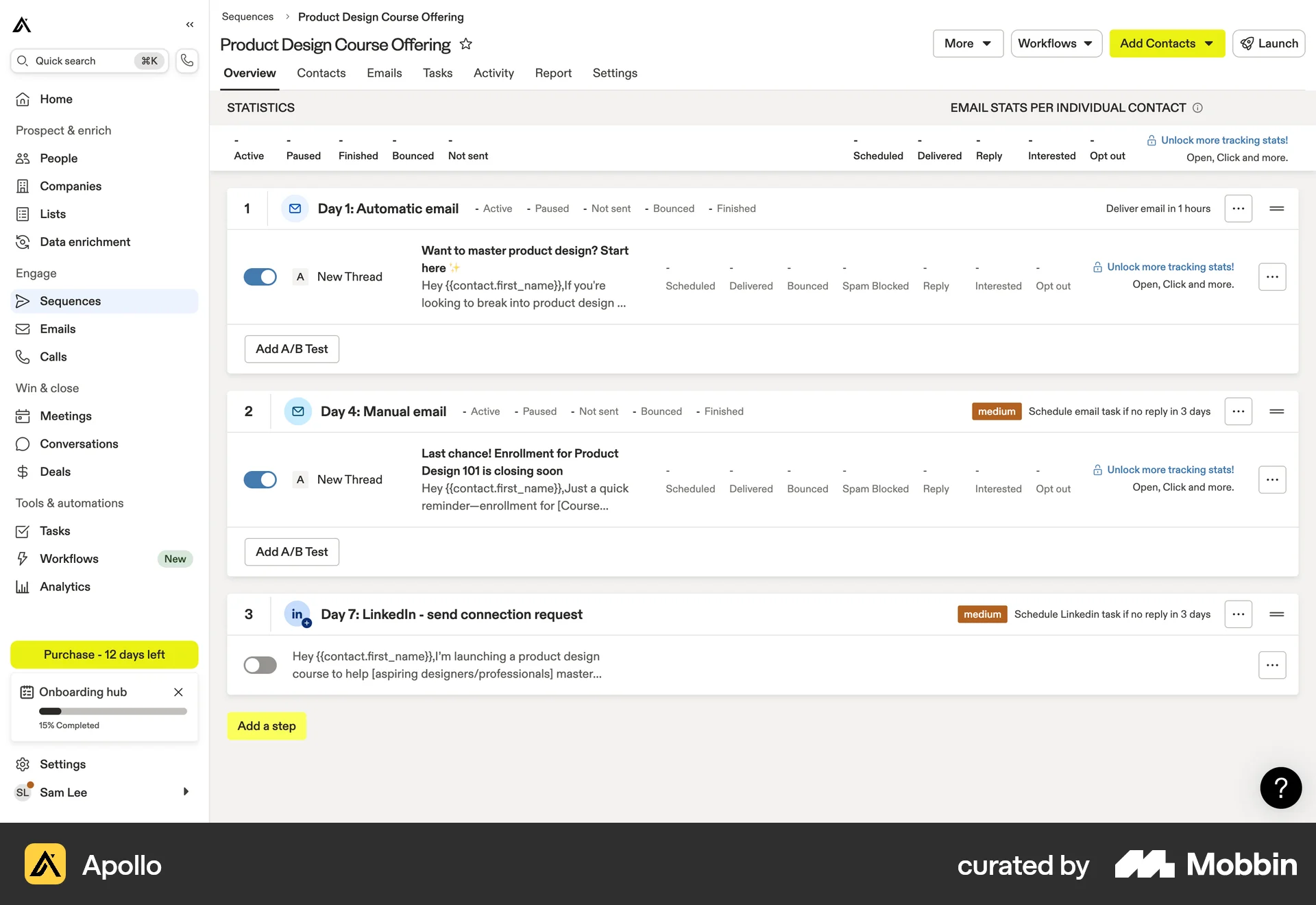 Apollo Web screen containing Breadcrumbs UI element