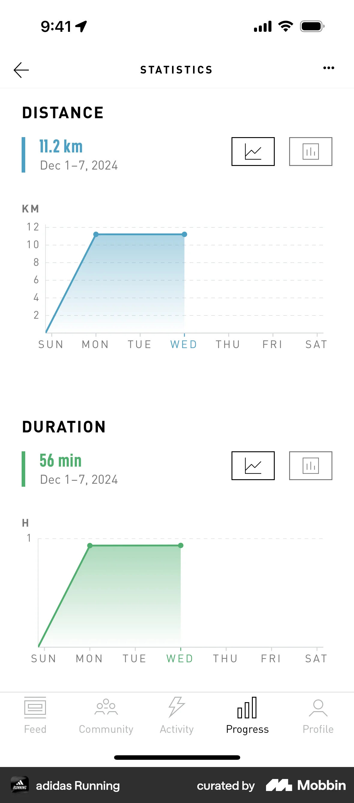 adidas Running iOS Graph UI Design screen