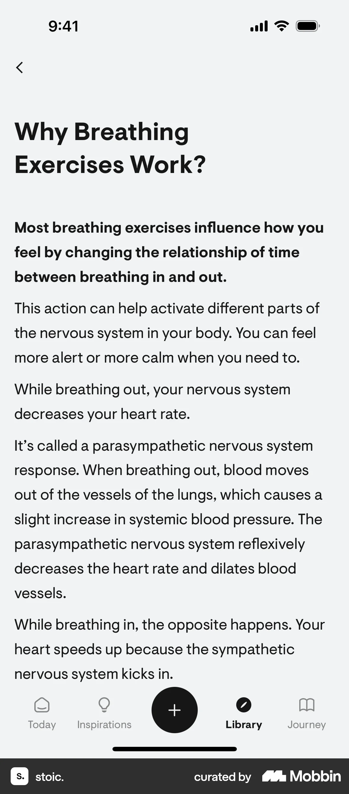 stoic. iOS Class & Lesson Detail screen
