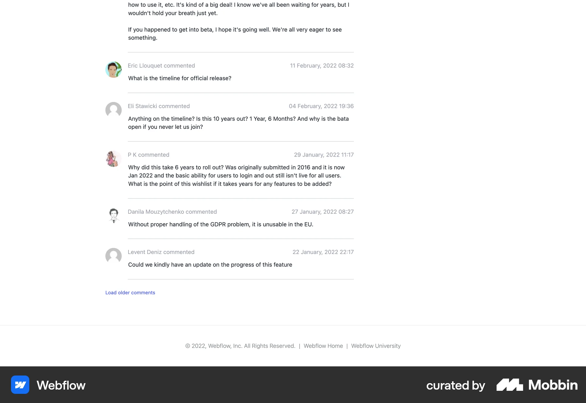 Webflow Web Post Detail screen