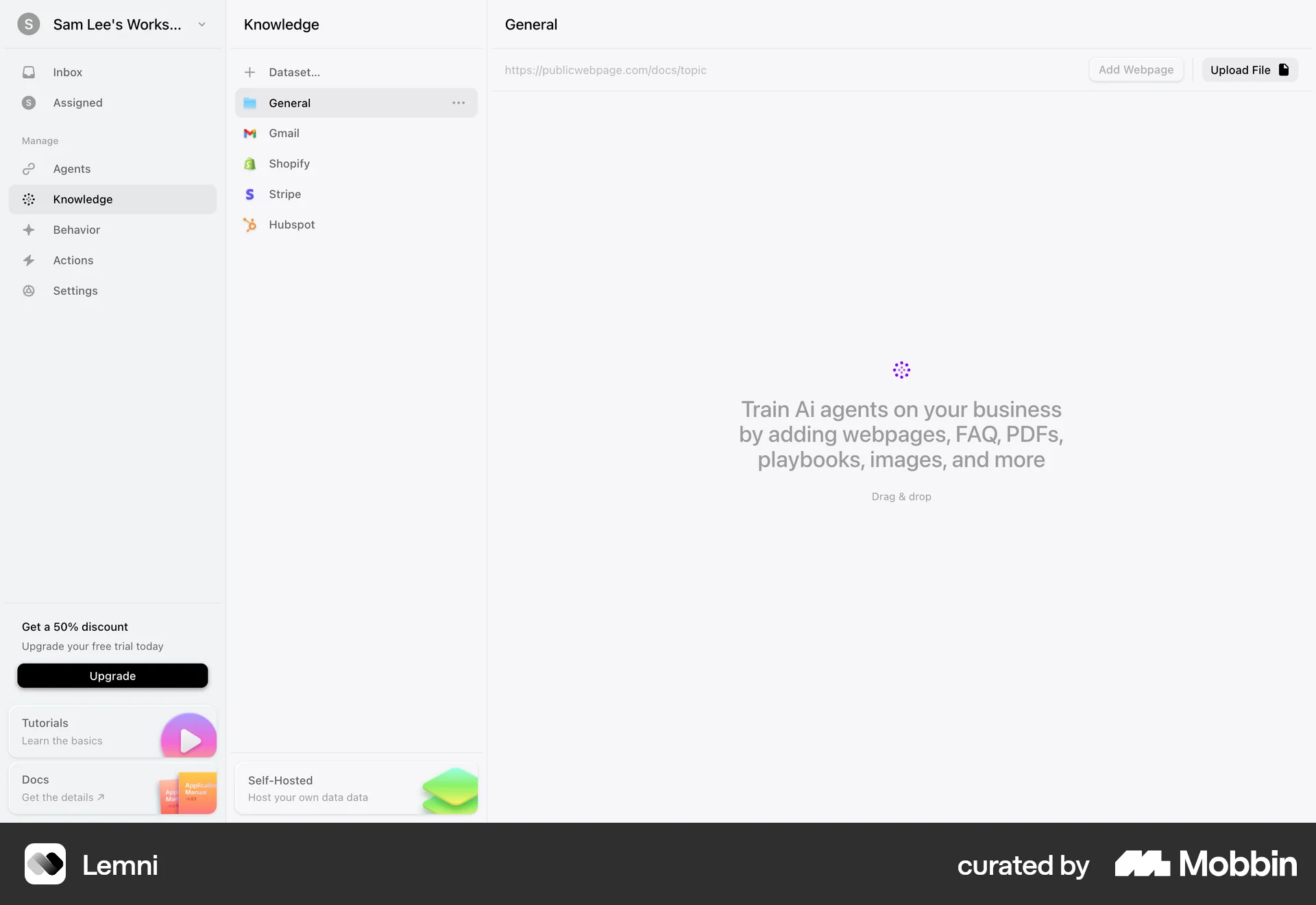 Lemni Web Feature Info screen