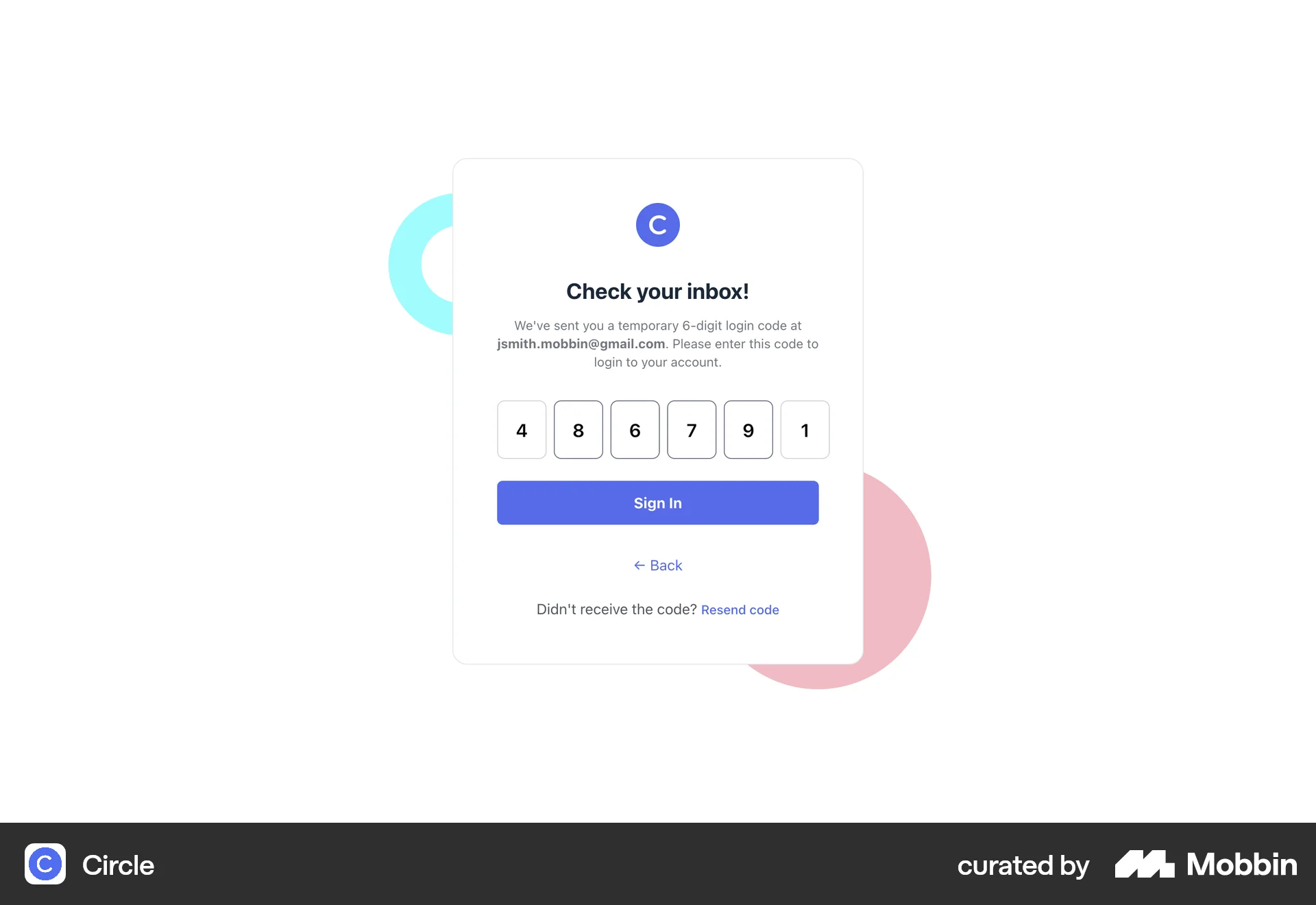 Circle Web Verification screen