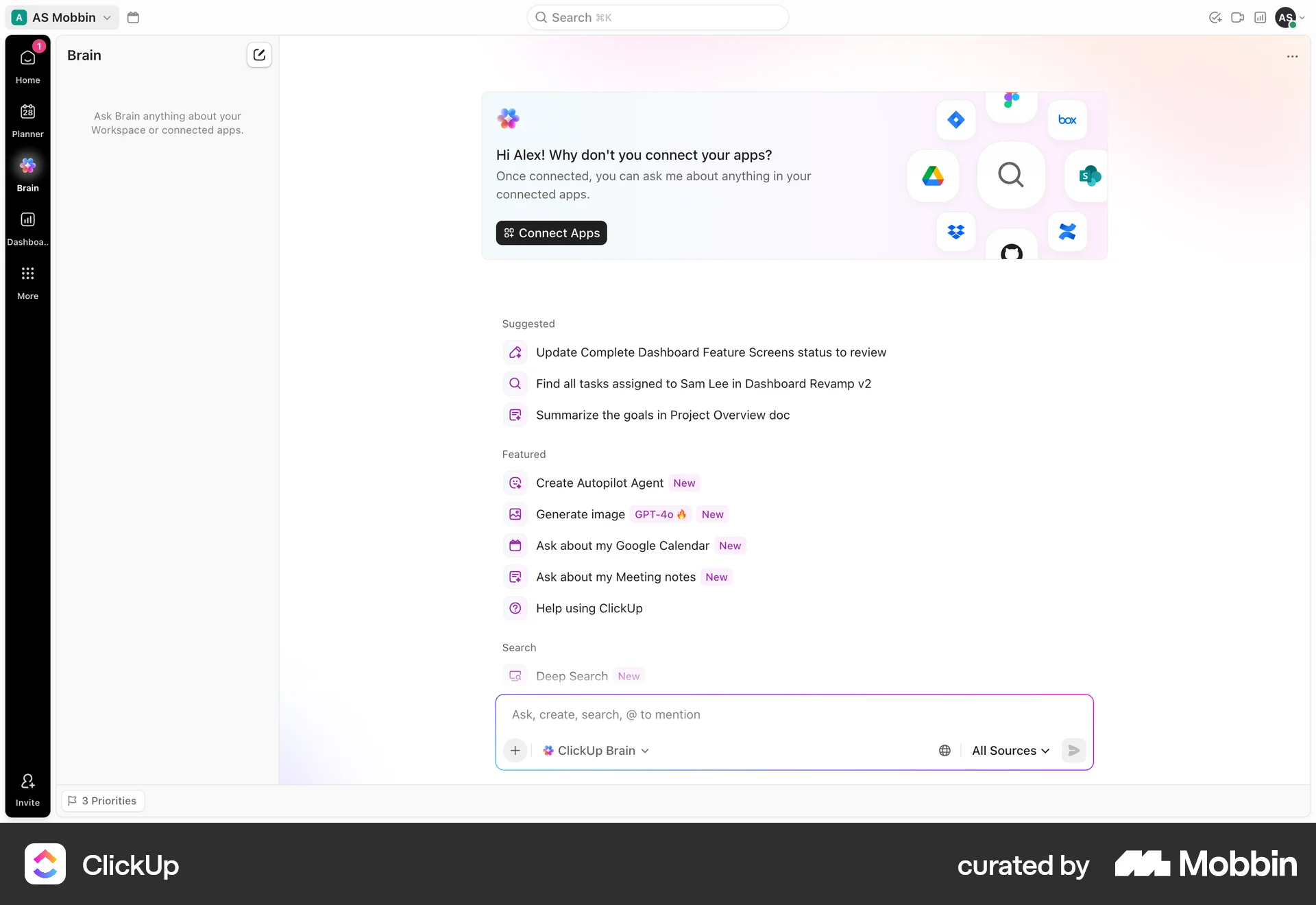 ClickUp Web Chat Bot screen