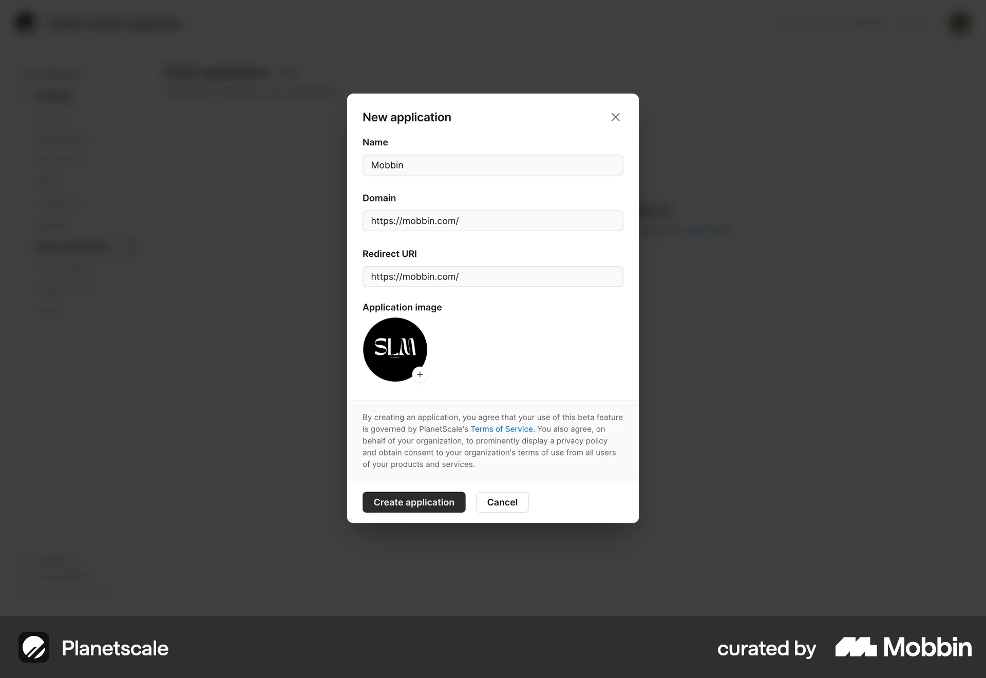 PlanetScale Web screen containing Modal UI UI element